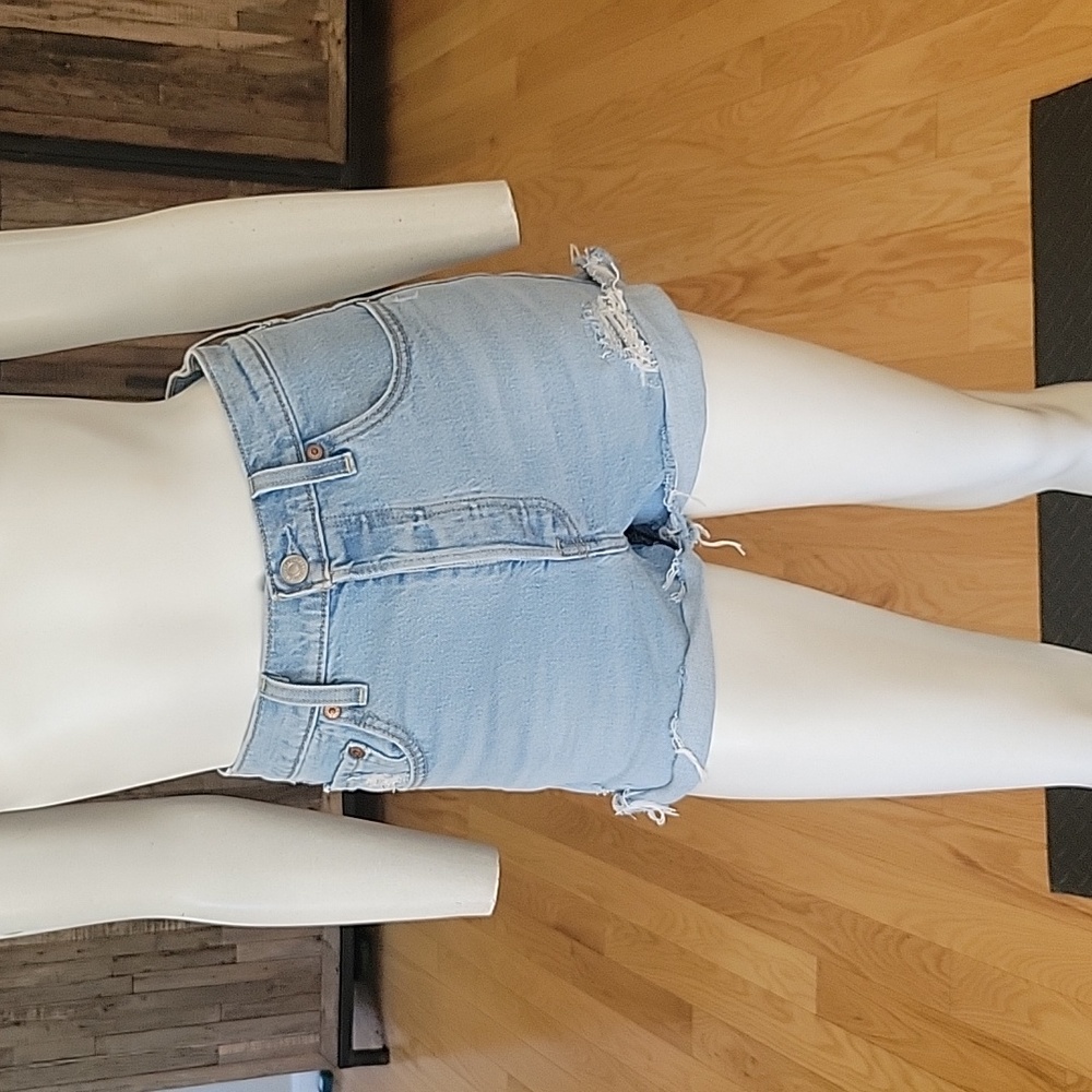 Levi's Premium Ribcage Distressed Button Fly Denim Short